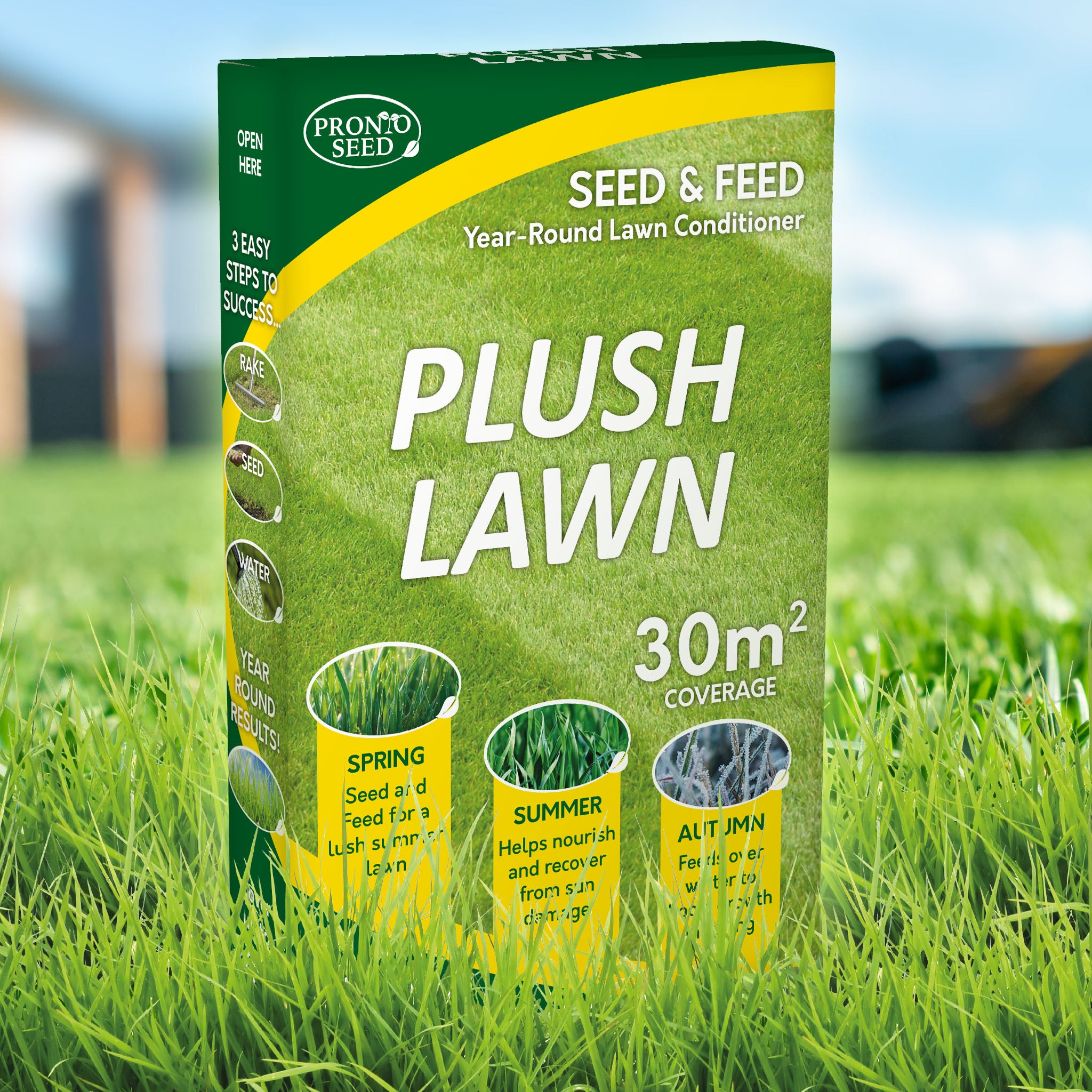 Plush Lawn Seed & Feed – Pet Friendly Lawn Conditioner with Grass Seed & Fertiliser, 1.2kg (Covers 30m²) Plush Lawn Seed & Feed – Pet Friendly Lawn Conditioner with Grass Seed & Fertiliser, 1.2kg (Covers 30m²)