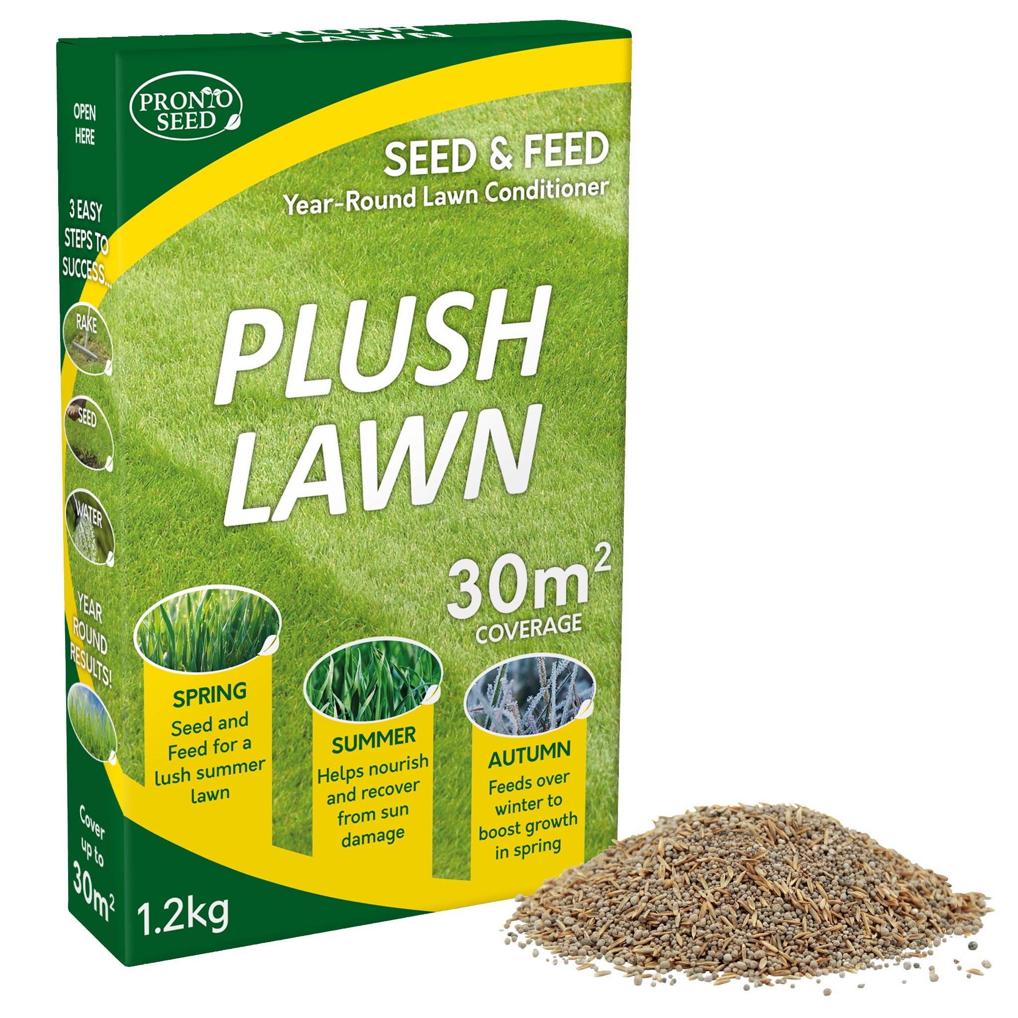 Plush Lawn Seed & Feed – Pet Friendly Lawn Conditioner with Grass Seed & Fertiliser, 1.2kg (Covers 30m²) Plush Lawn Seed & Feed – Pet Friendly Lawn Conditioner with Grass Seed & Fertiliser, 1.2kg (Covers 30m²)