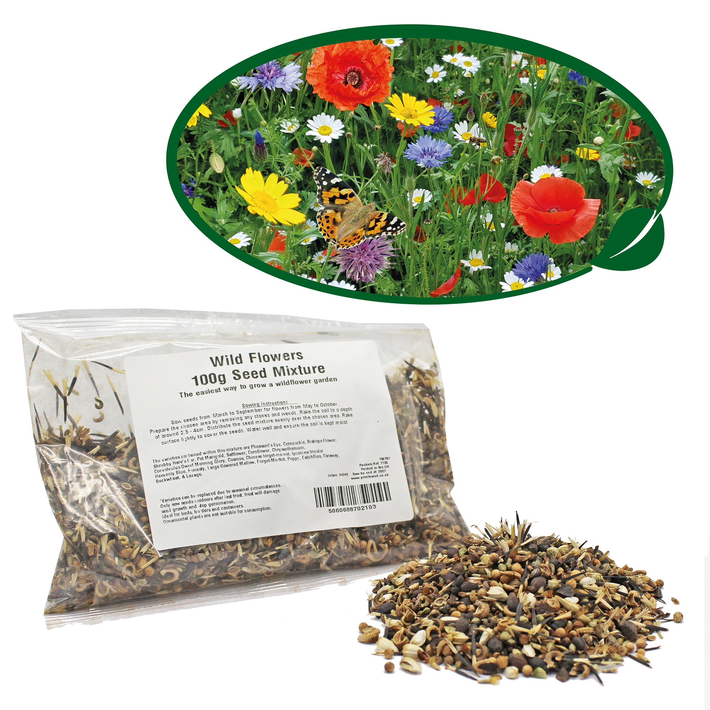 Wildflower Seed Mix – 100g | Pure UK Native Flower Seeds Wildflower Seed Mix – 100g | Pure UK Native Flower Seeds