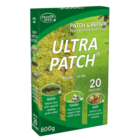 Ultra Patch Grass Seed & Lawn Fertiliser 800g Covers 20 Patches