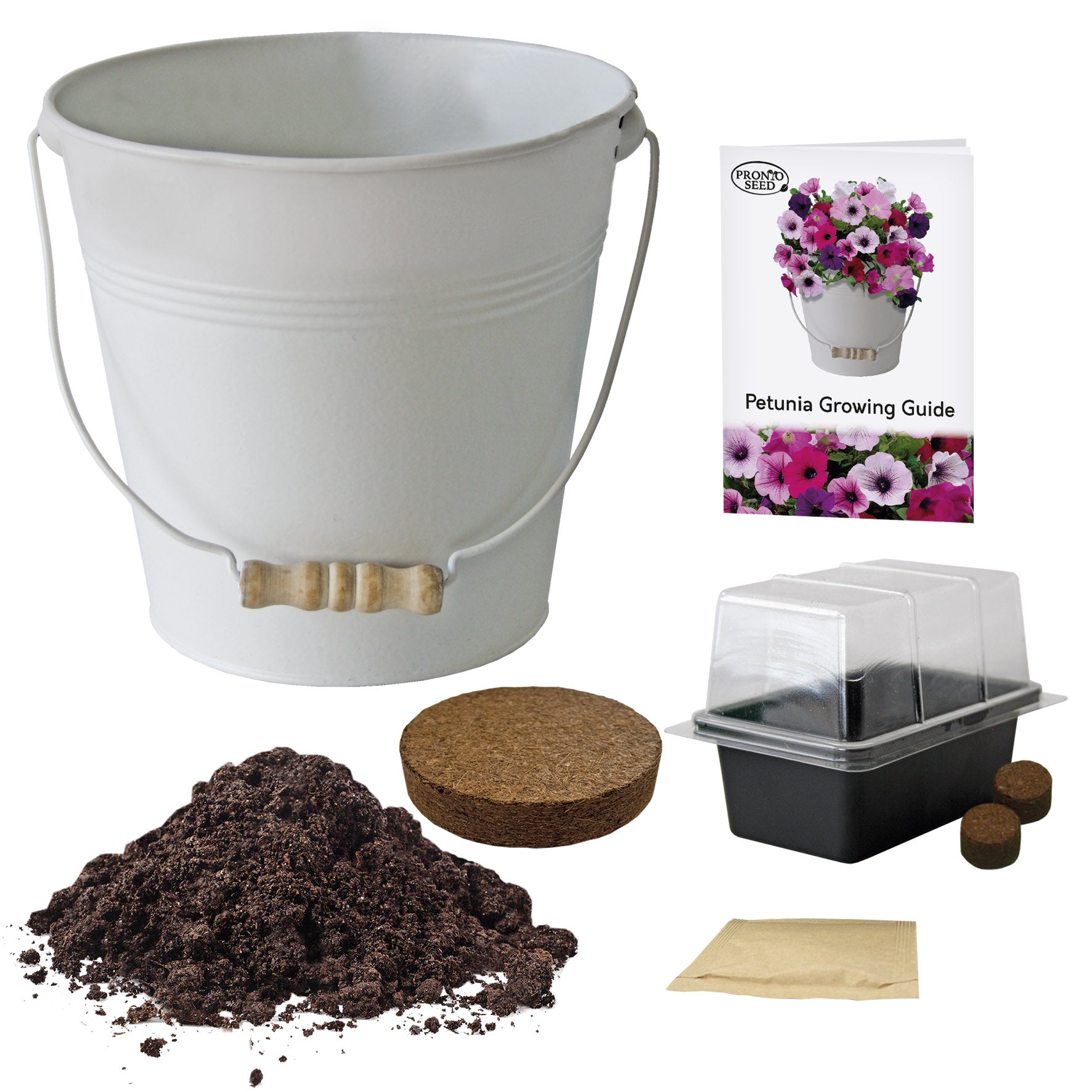 Petunia Grow Kit in Cream Bucket – Flower Gift Set