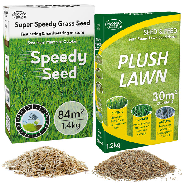 Lawn Revive Bundle 2.6kg – Speedy Seed 1.4kg & Plush Lawn 1.2kg