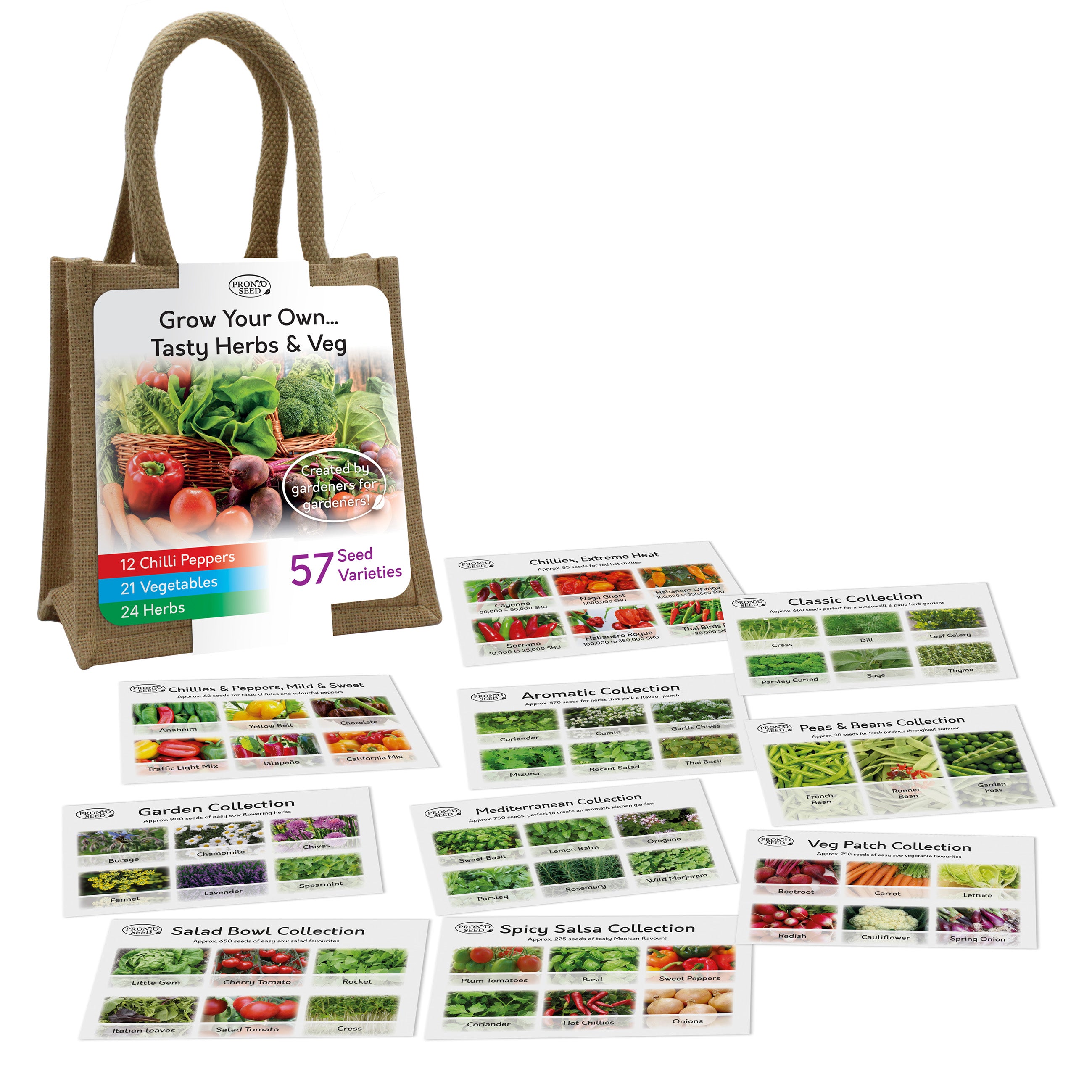 Tasty Herbs & Veg Seed Variety Gift Bag – 57 Varieties