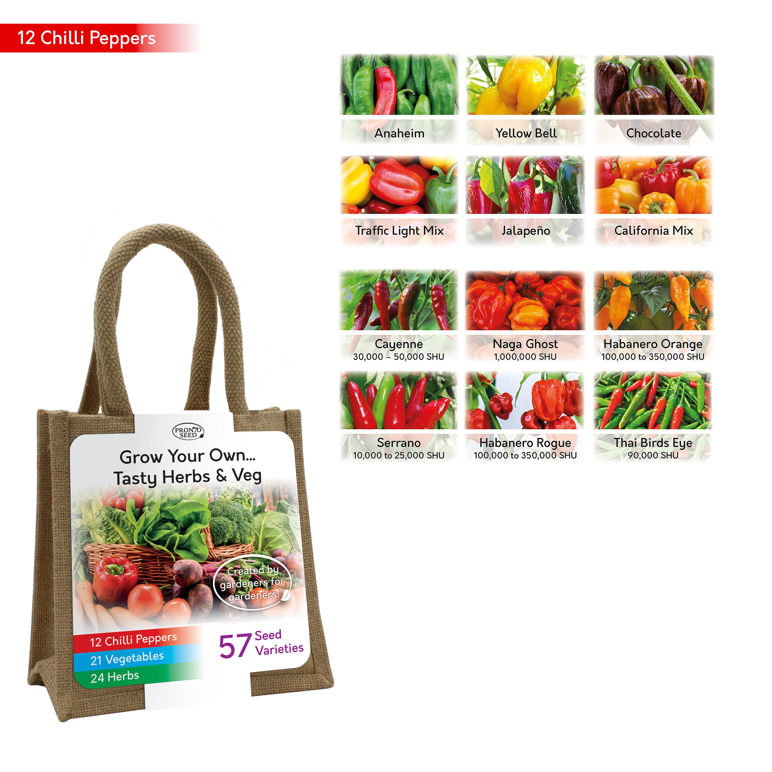 Tasty Herbs & Veg Seed Variety Gift Bag – 57 Varieties
