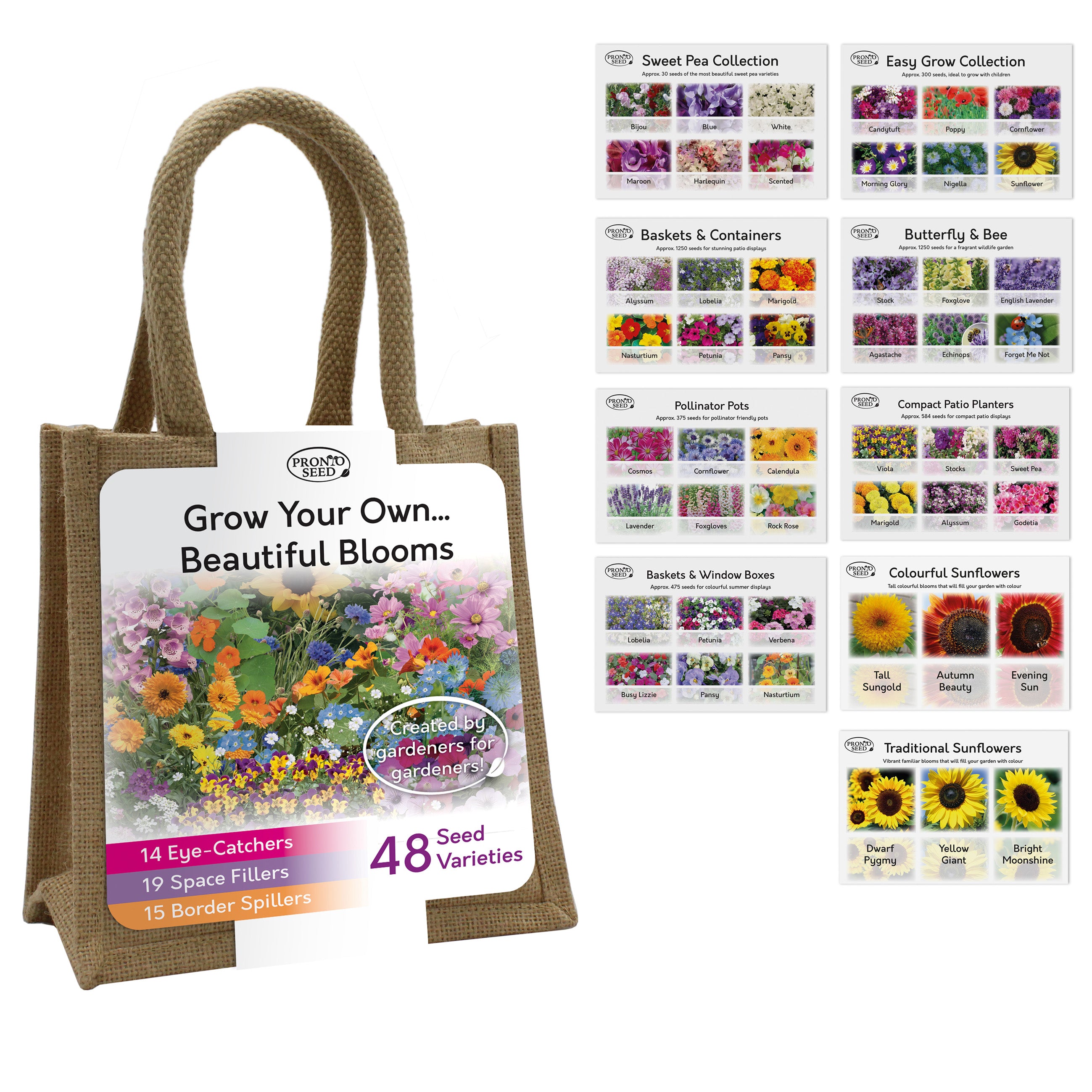 Beautiful Blooms Flower Seed Variety Gift Bag – 48 Varieties