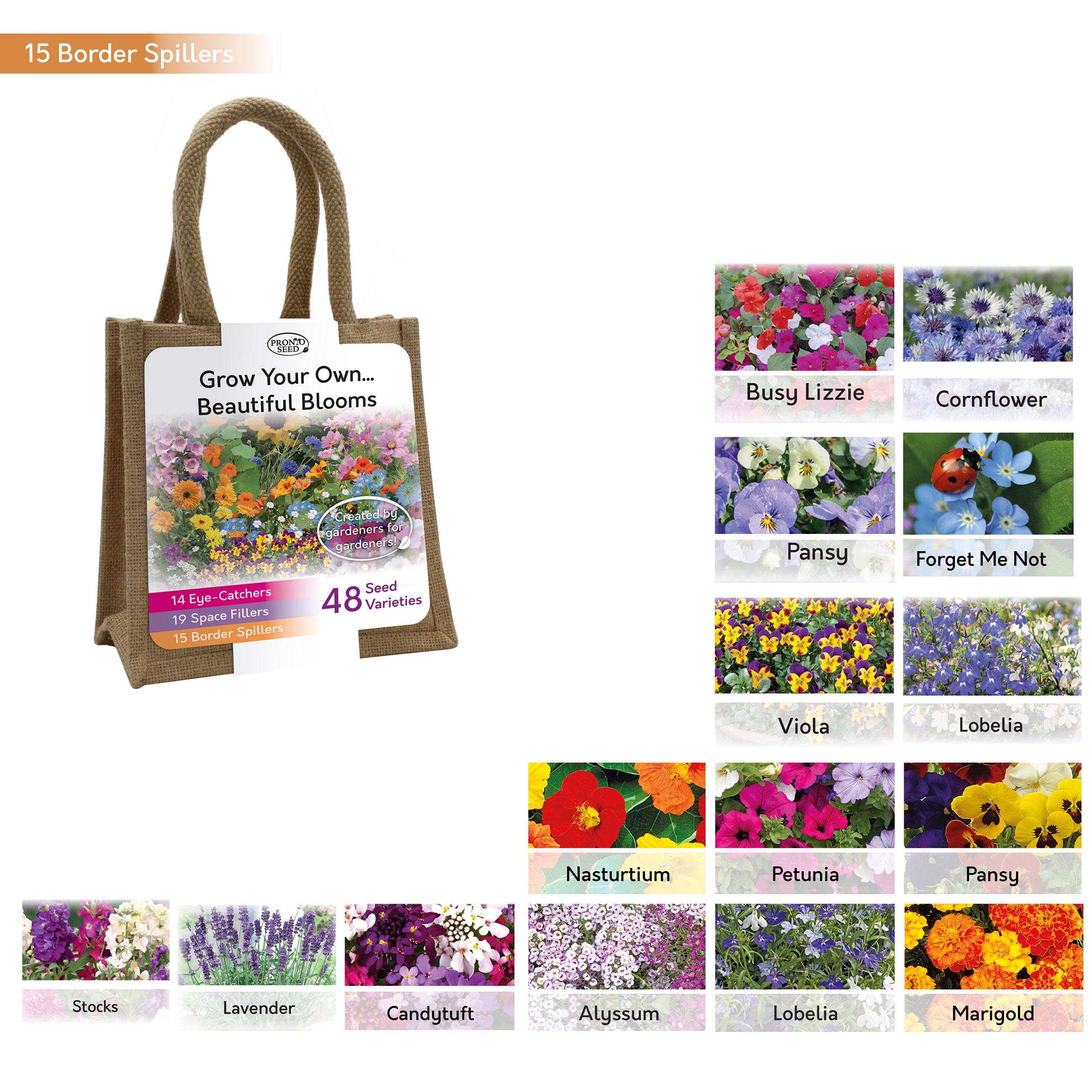 Beautiful Blooms Flower Seed Variety Gift Bag – 48 Varieties