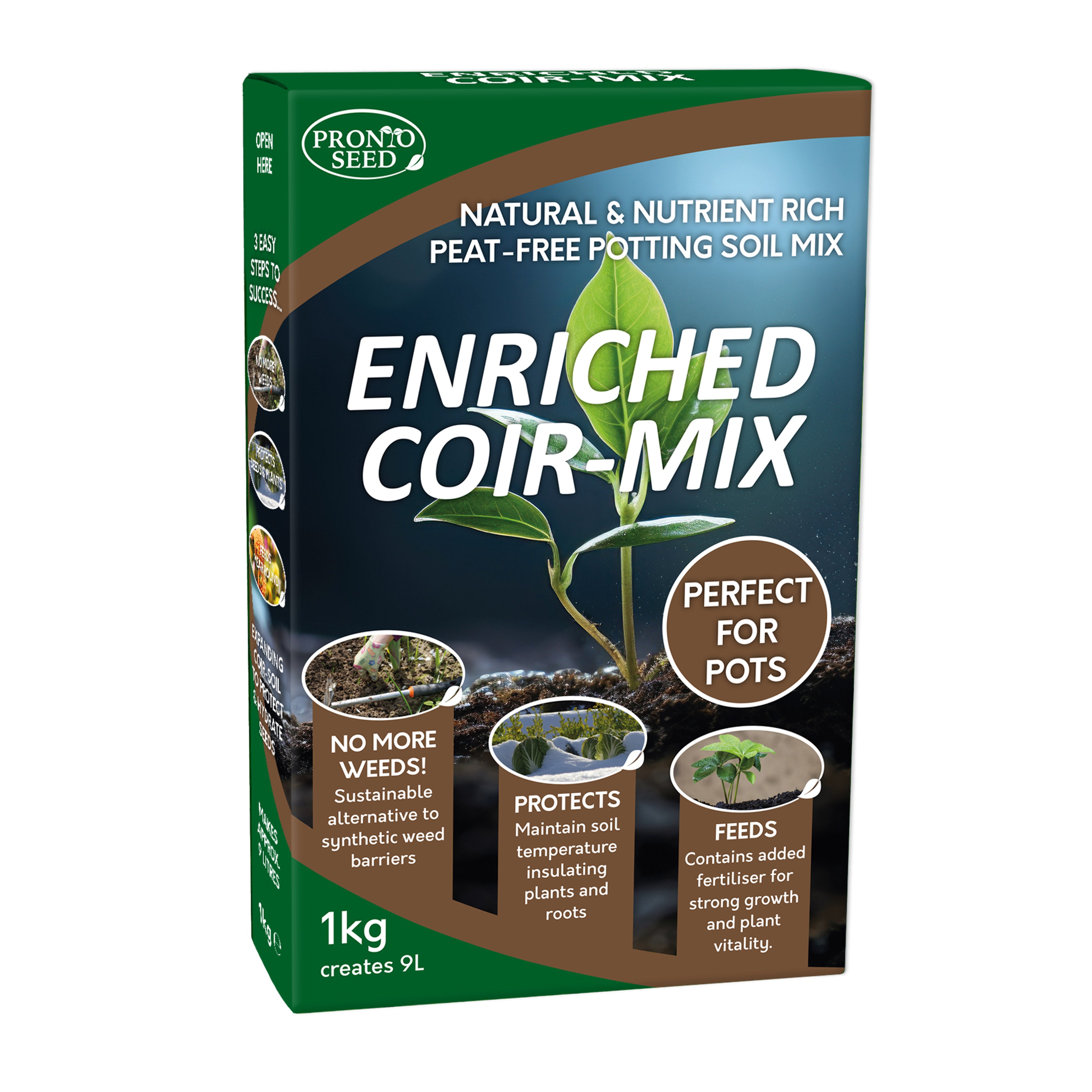 Enriched Coir Potting Mix – 1kg Peat-Free Mulch & Soil Alternative | Expands to 9L