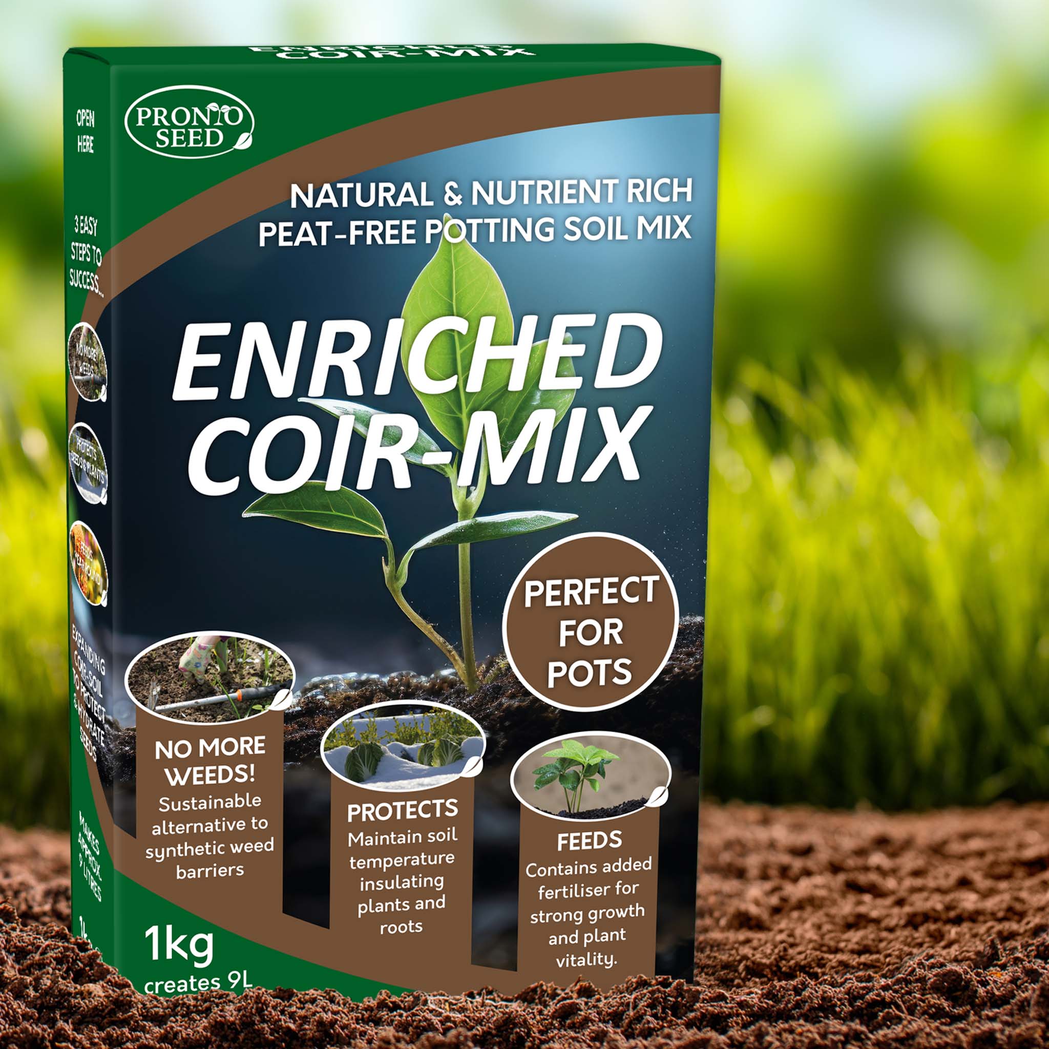 Enriched Coir Potting Mix – 1kg Peat-Free Mulch & Soil Alternative | Expands to 9L