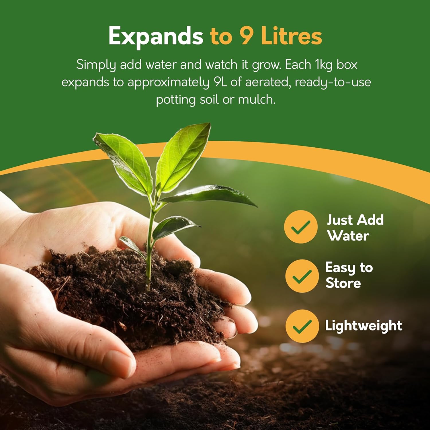 Enriched Coir Potting Mix – 1kg Peat-Free Mulch & Soil Alternative | Expands to 9L