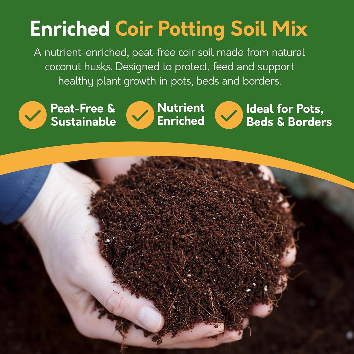 Enriched Coir Potting Mix – 1kg Peat-Free Mulch & Soil Alternative | Expands to 9L