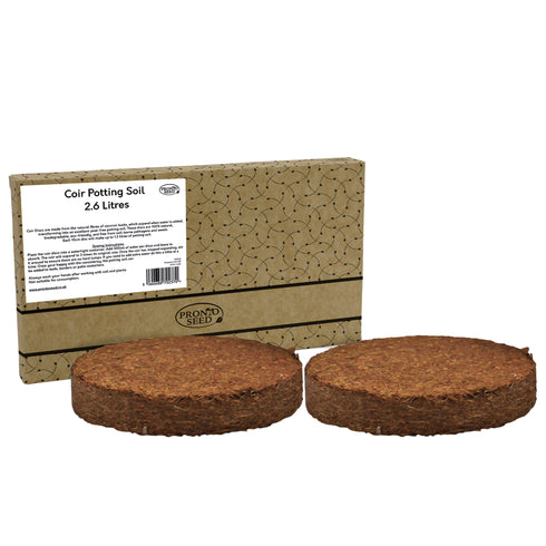 Coir Potting Soil Discs – 2.6L Peat-Free, Eco-Friendly Grow Medium (2 x 10cm Discs)