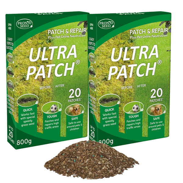 Ultra Patch Grass Seed – 2 x 800g (Covers Up to 40 Patches) | Patch Repair with Pet Urine Neutraliser