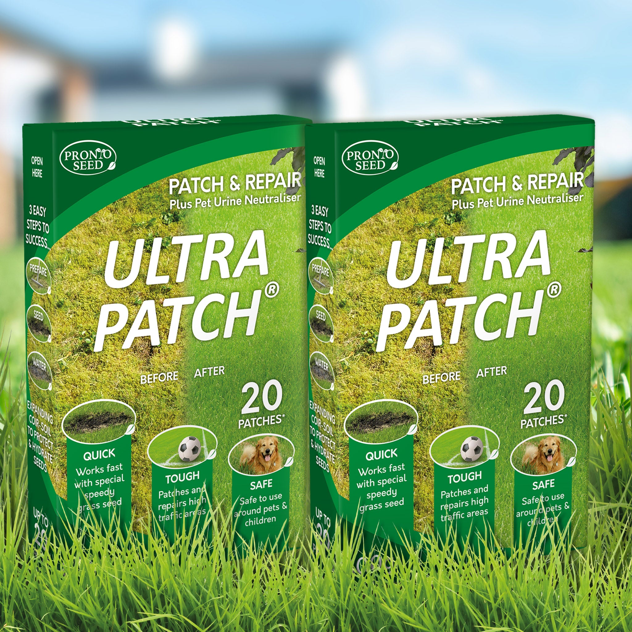 Ultra Patch Grass Seed – 2 x 800g (Covers Up to 40 Patches) | Patch Repair with Pet Urine Neutraliser