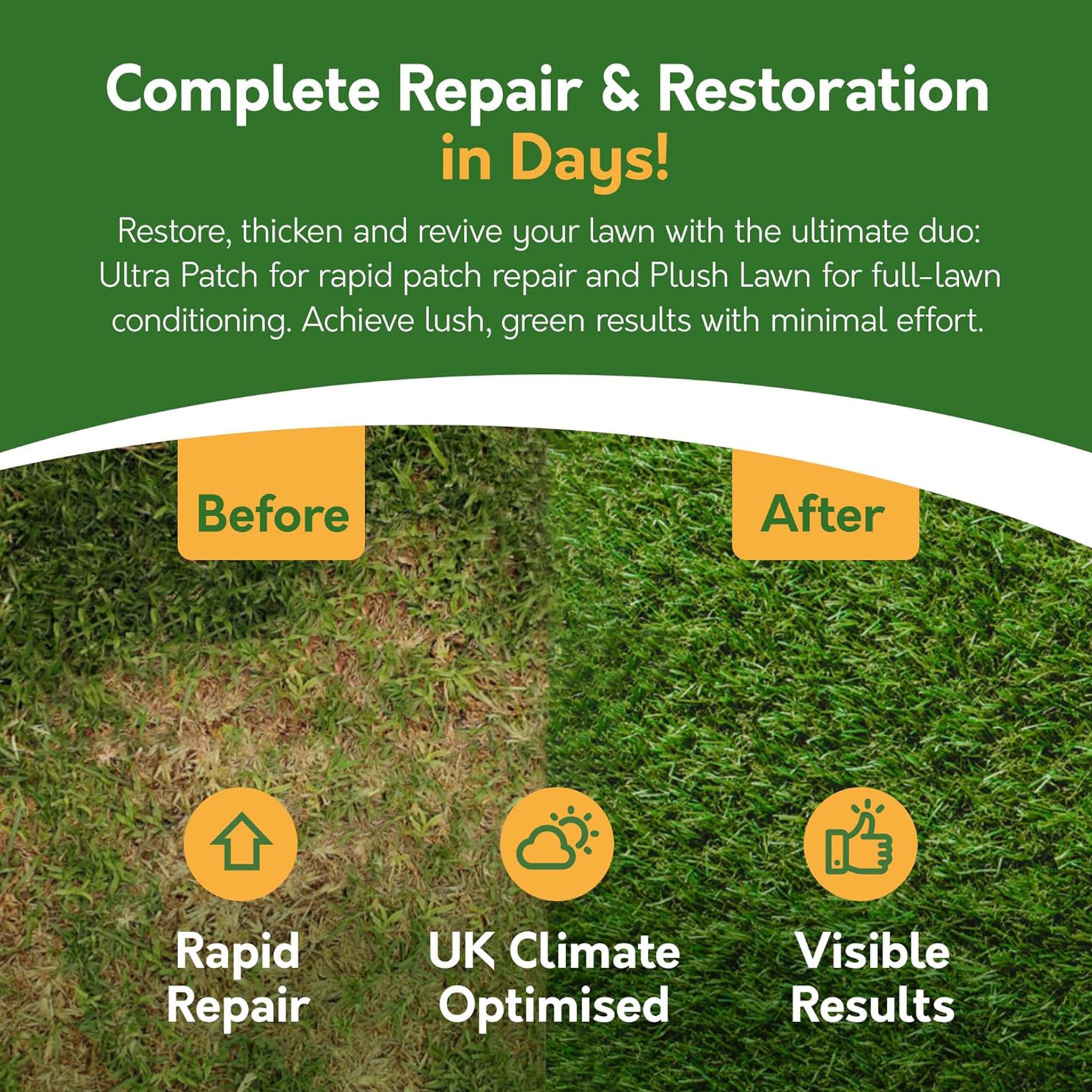 Ultra Patch Grass Seed – 2 x 800g (Covers Up to 40 Patches) | Patch Repair with Pet Urine Neutraliser