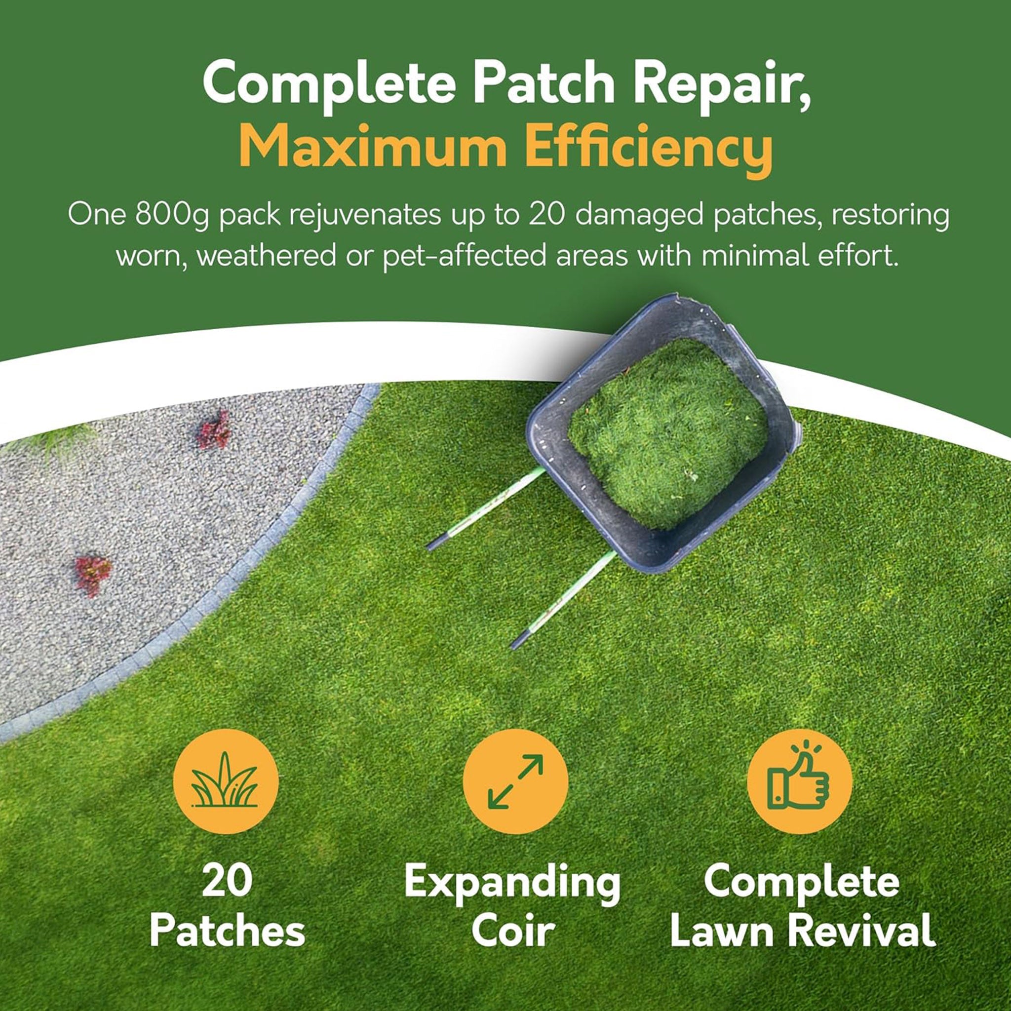 Ultra Patch Grass Seed – 2 x 800g (Covers Up to 40 Patches) | Patch Repair with Pet Urine Neutraliser