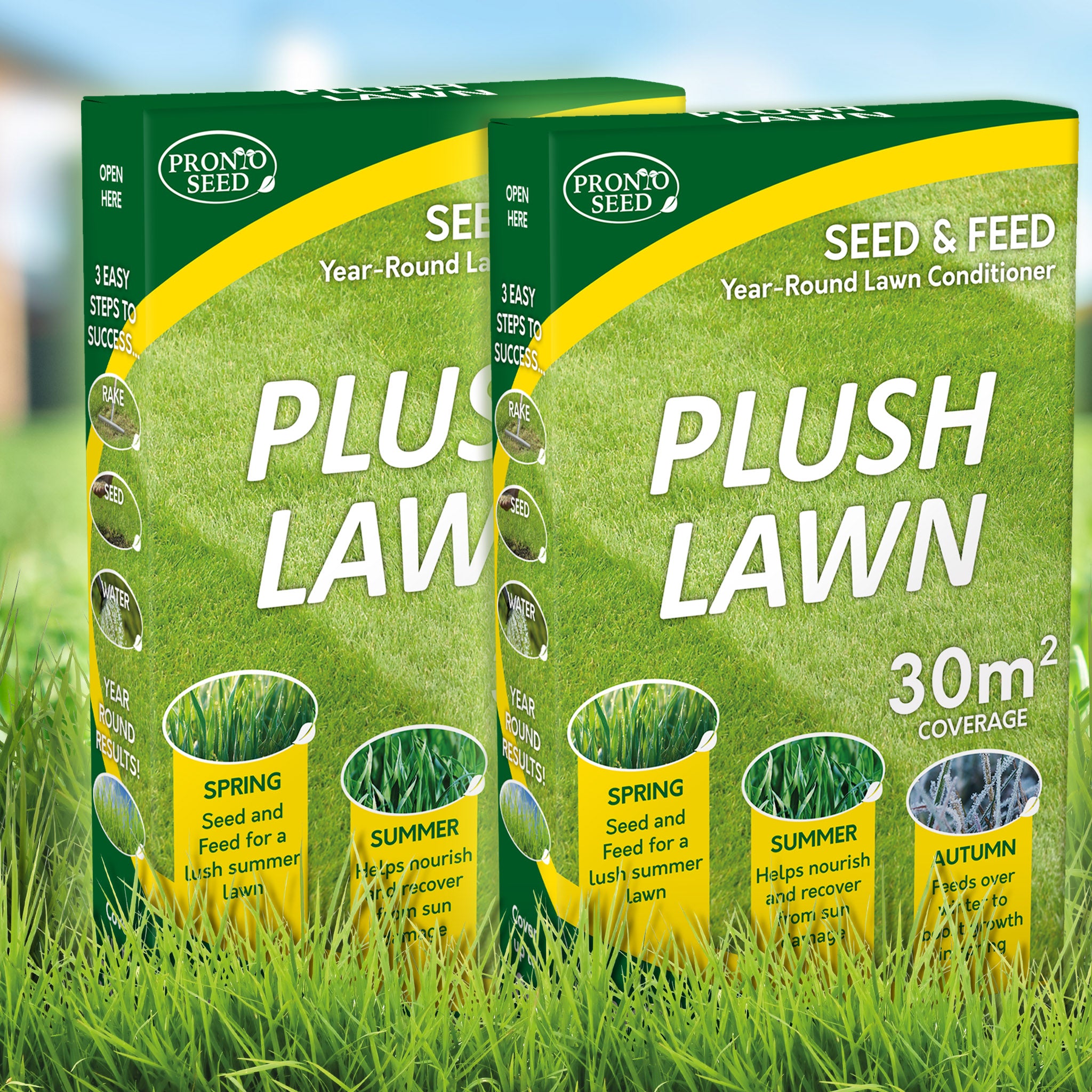 Plush Lawn Grass Seed & Feed – 2 x 1.2kg (Covers Up to 60m²) | Lawn Conditioner & Thickener