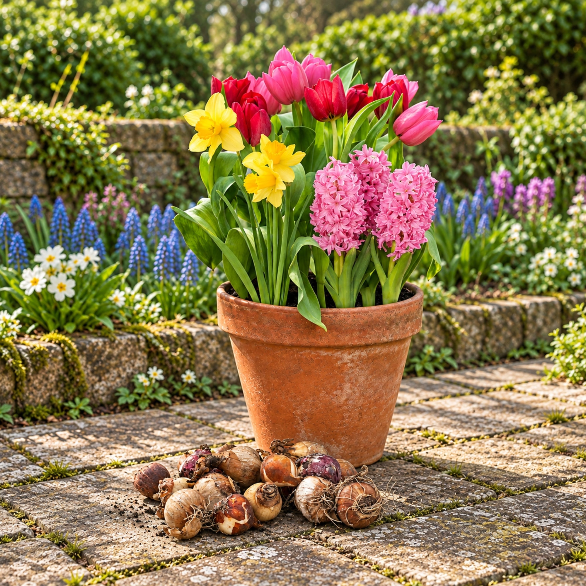 Spring Flowering Bulbs – 20 Tall Mix of Hyacinth, Daffodil & Tulip