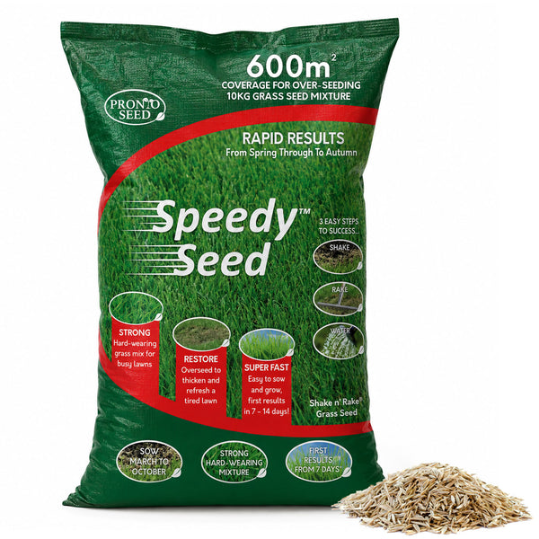 Speedy Seed Grass Seed - Fast Growing Lawn Seed Mix - 10kg Bag (Covers 600m²)