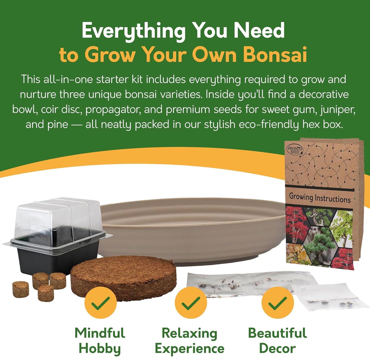 Bonsai Tree Kit – Grow Your Own Sweetgum, Juniper & Pine