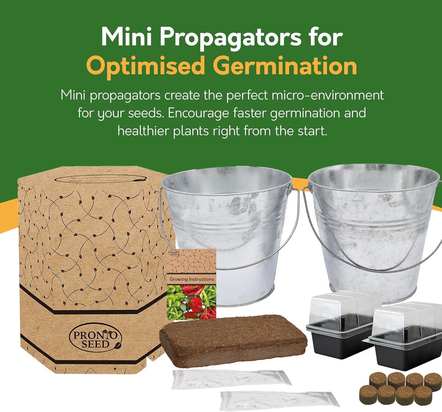 Chilli Grow Kit - 2 Bucket Planters with Anaheim, Cayenne, Jalapeño & Habanero