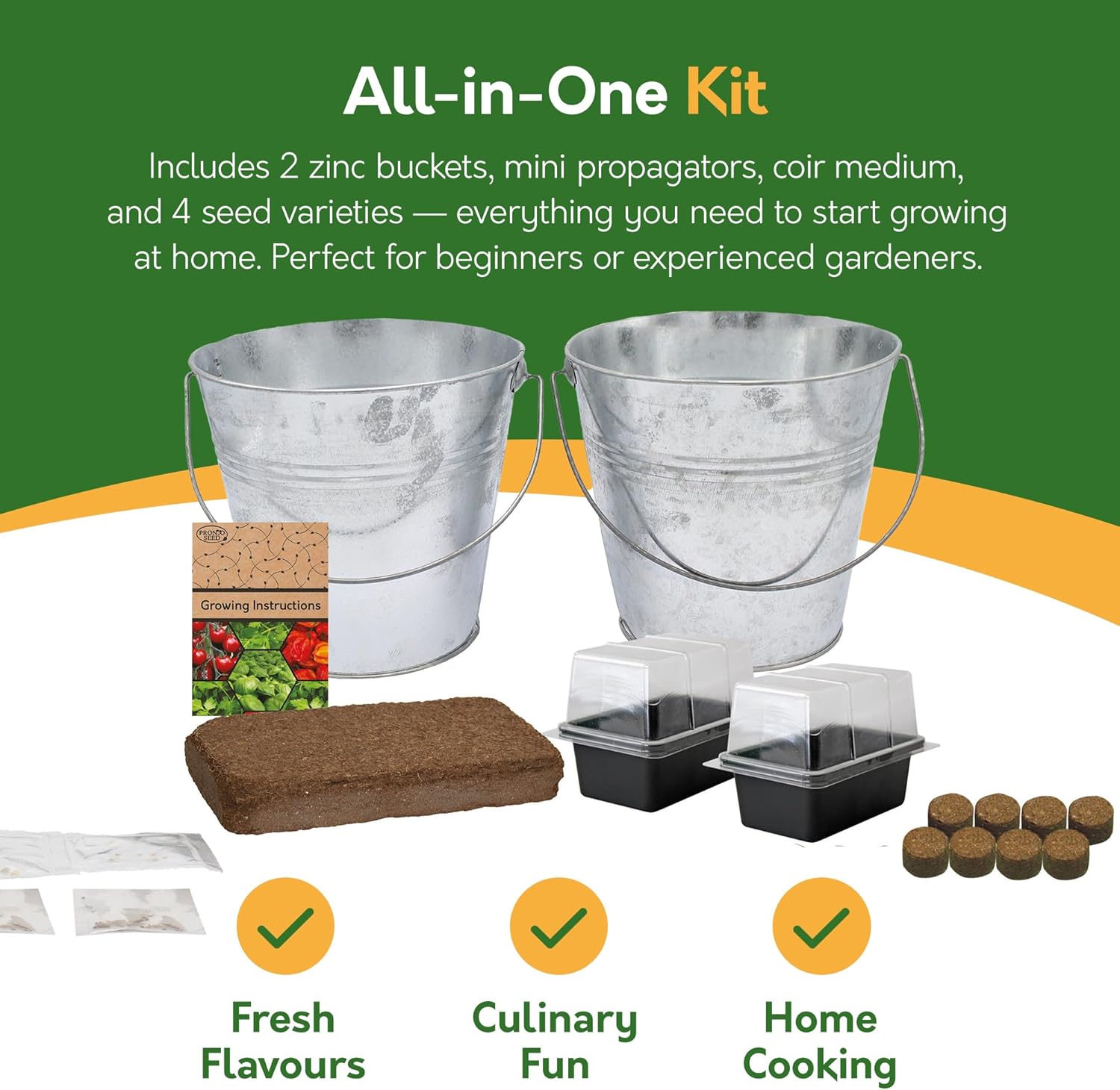 Combo Grow Kit – 2 Bucket Planters with Chilli, Tomato & Herb Seeds