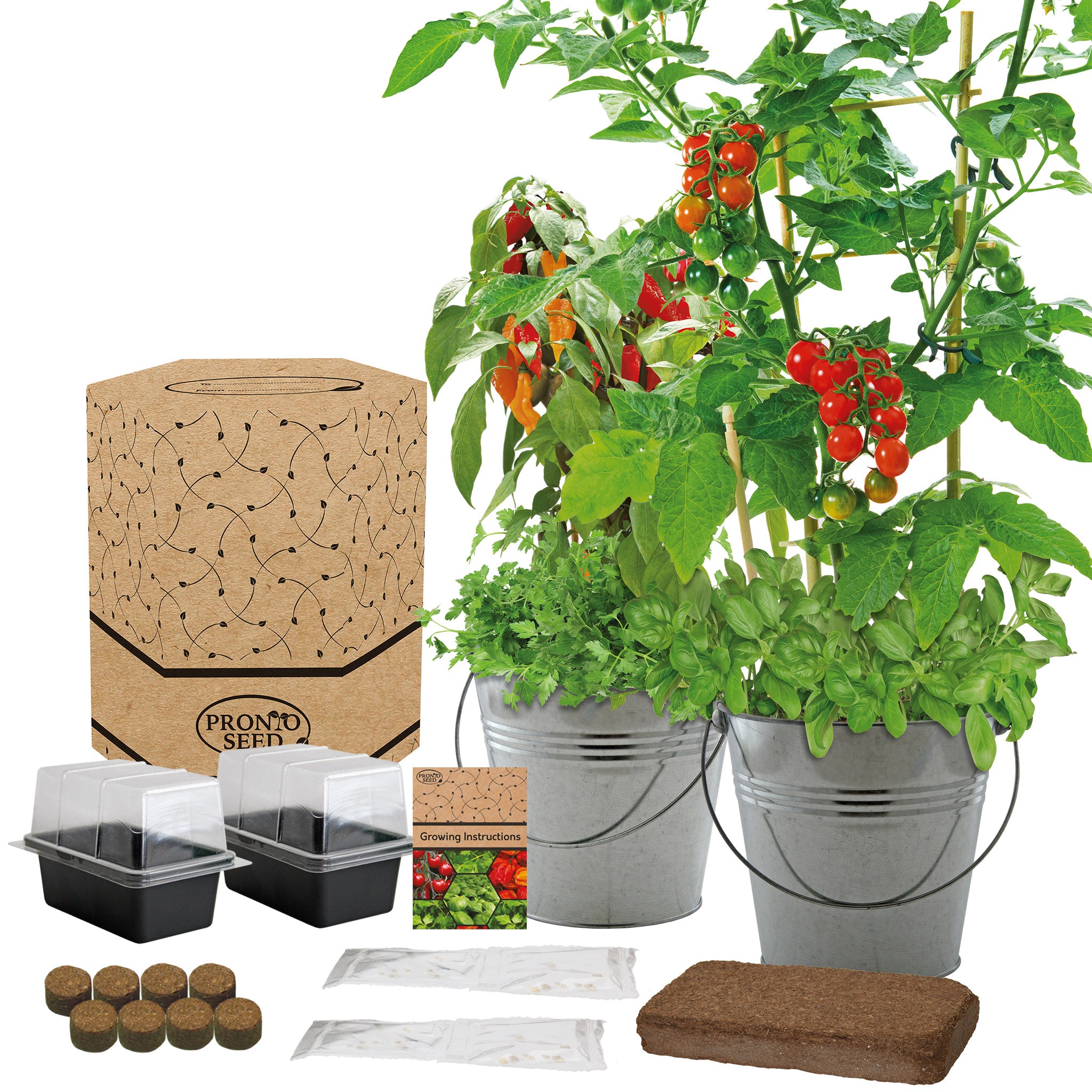 Combo Grow Kit – 2 Bucket Planters with Chilli, Tomato & Herb Seeds