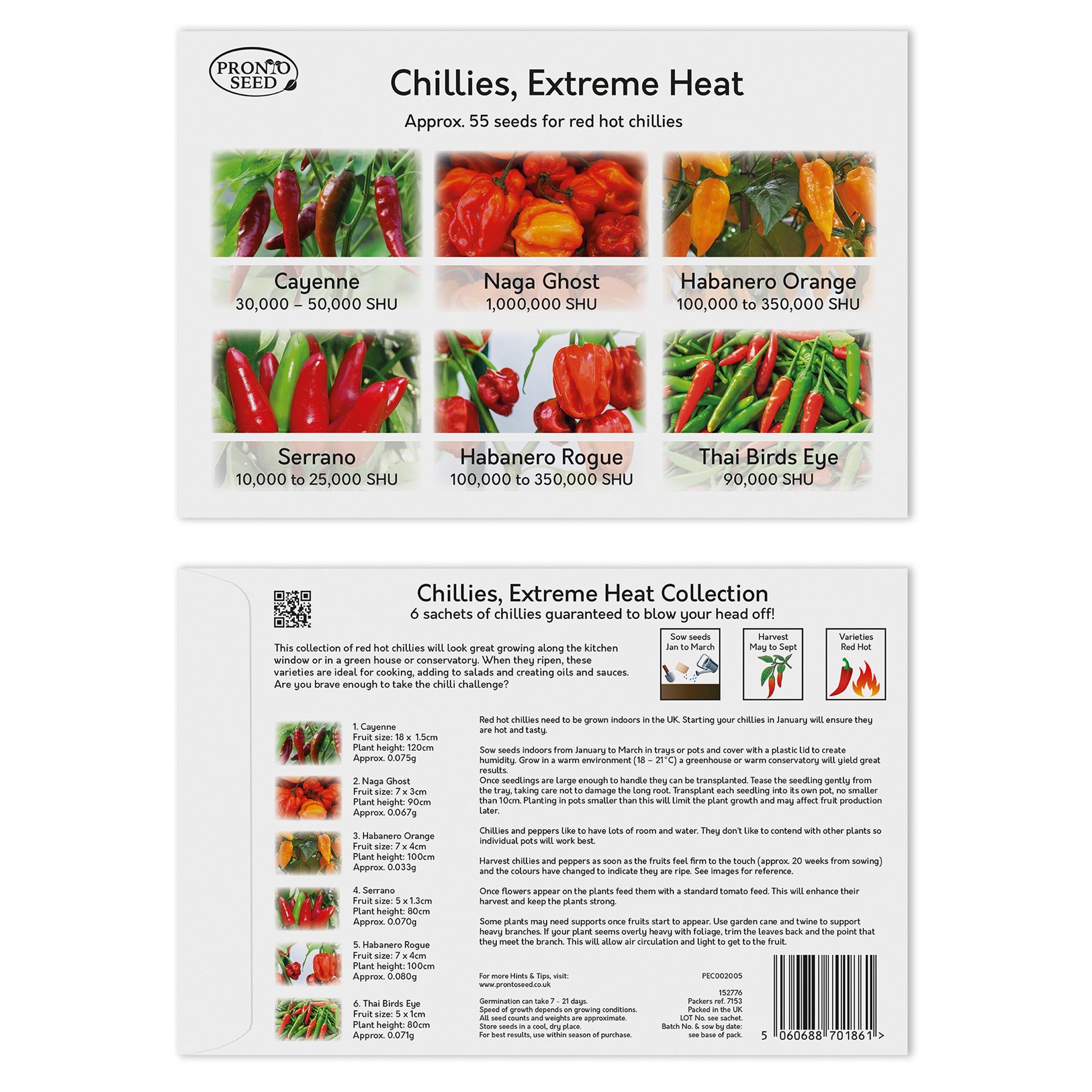 Chilli Pepper Seeds – 12 Varieties, 117+ Seeds