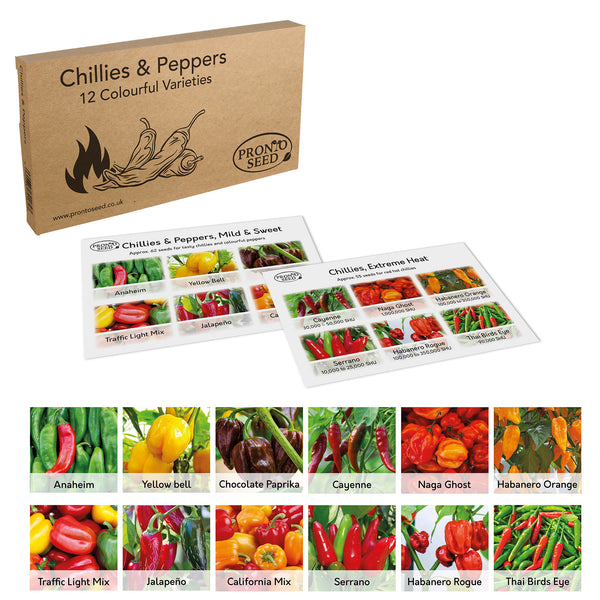 Chilli Pepper Seeds – 12 Varieties, 117+ Seeds