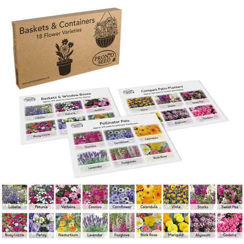 Baskets & Containers Seed Collection 18 Flower Seed Varieties