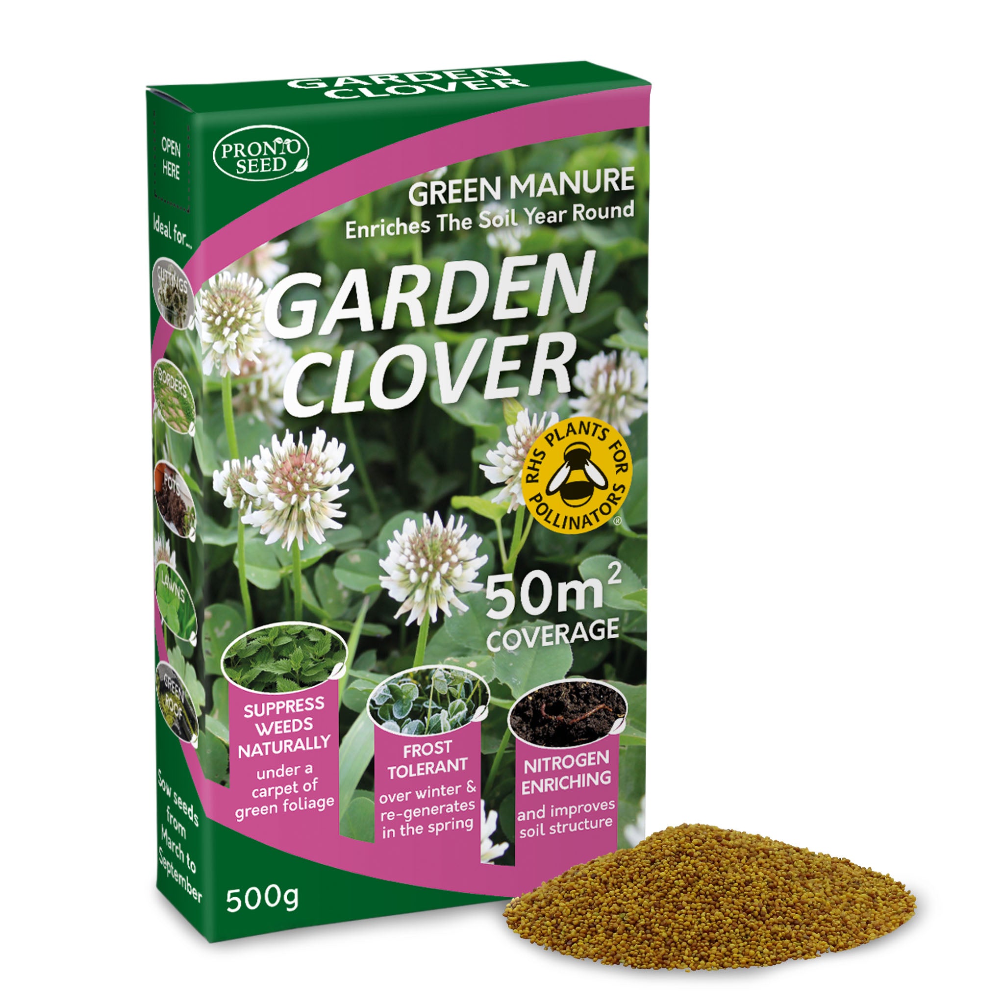 White Clover Seed – 500g / 1kg | For Lawns, Patches & Pollinators
