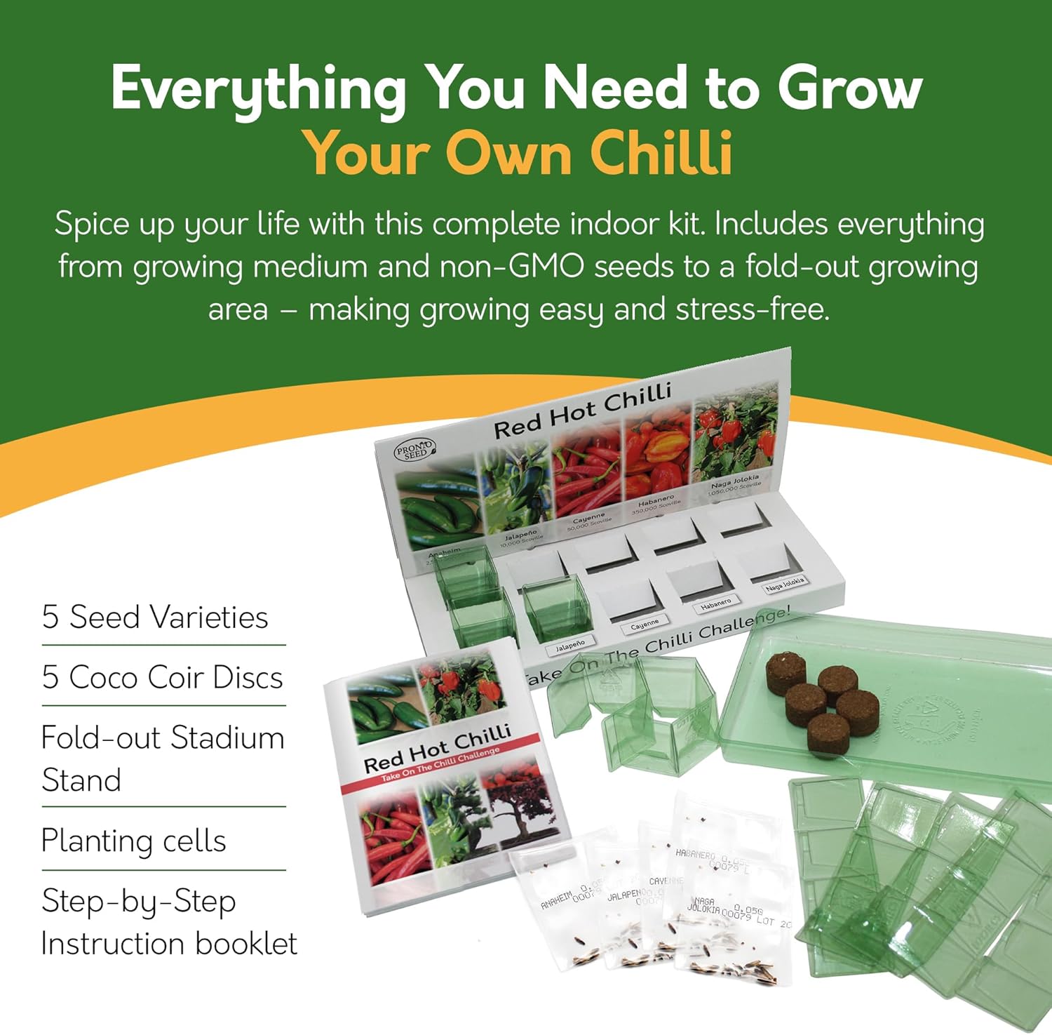 Grow Your Own Chilli Kit – 5 Seed Varieties | Red Hot Chilli Grow Kit