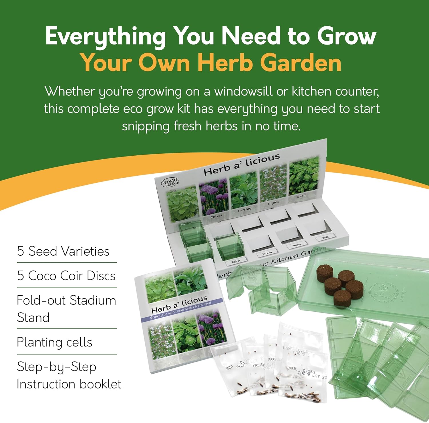 Grow Your Own Herbs Kit – 5 Seed Varieties | Kitchen Herb Grow Kit