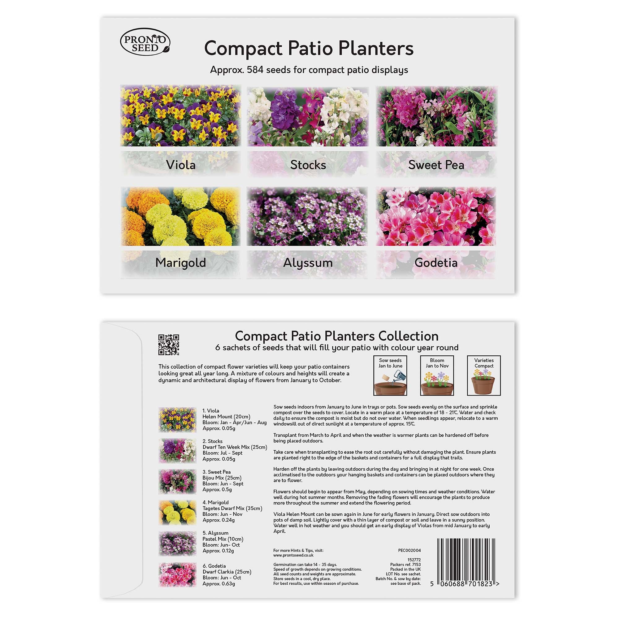 Flower Seeds – 14 Varieties, 1,400+ Seeds for Baskets & Pots