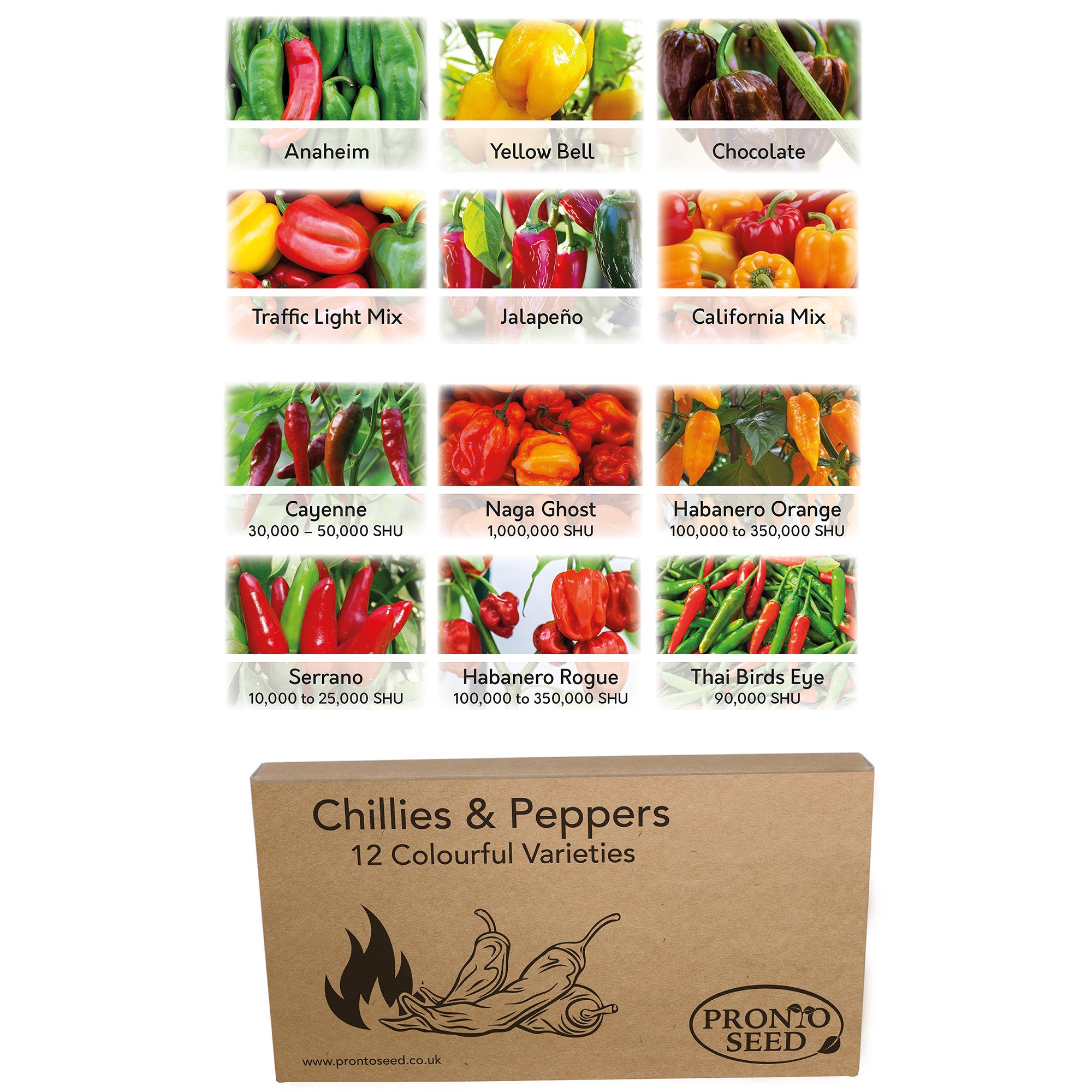 Chilli Pepper Seeds – 12 Varieties, 117+ Seeds