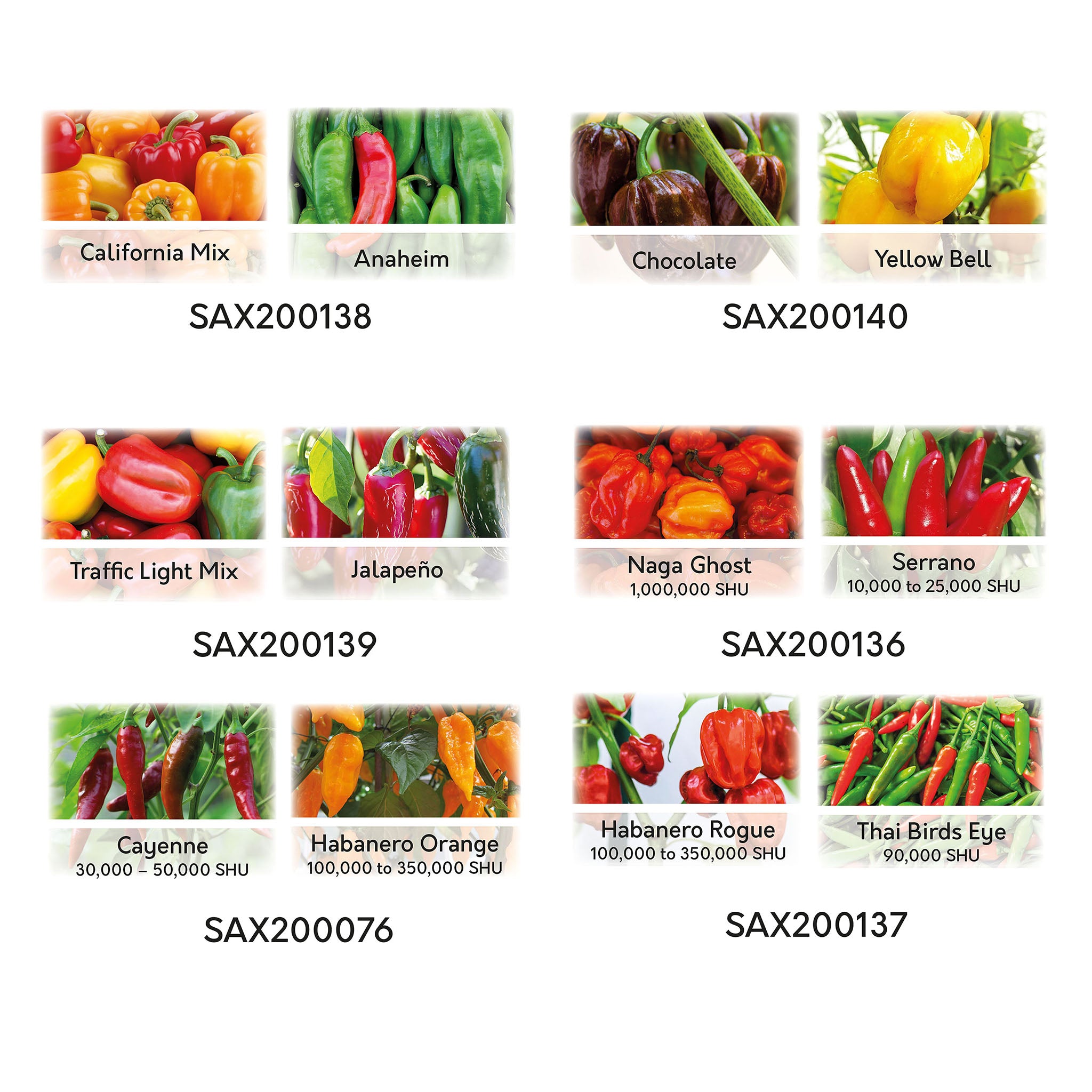 Chilli Pepper Seeds – 12 Varieties, 117+ Seeds