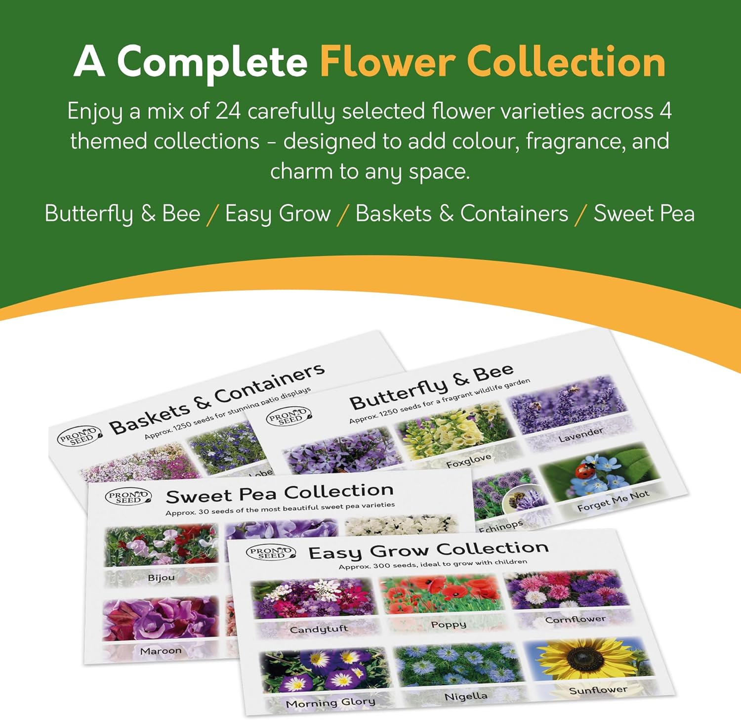 Flower Seed Pack – 24 Varieties Mixed Flower Seeds (Over 2,800 Seeds)