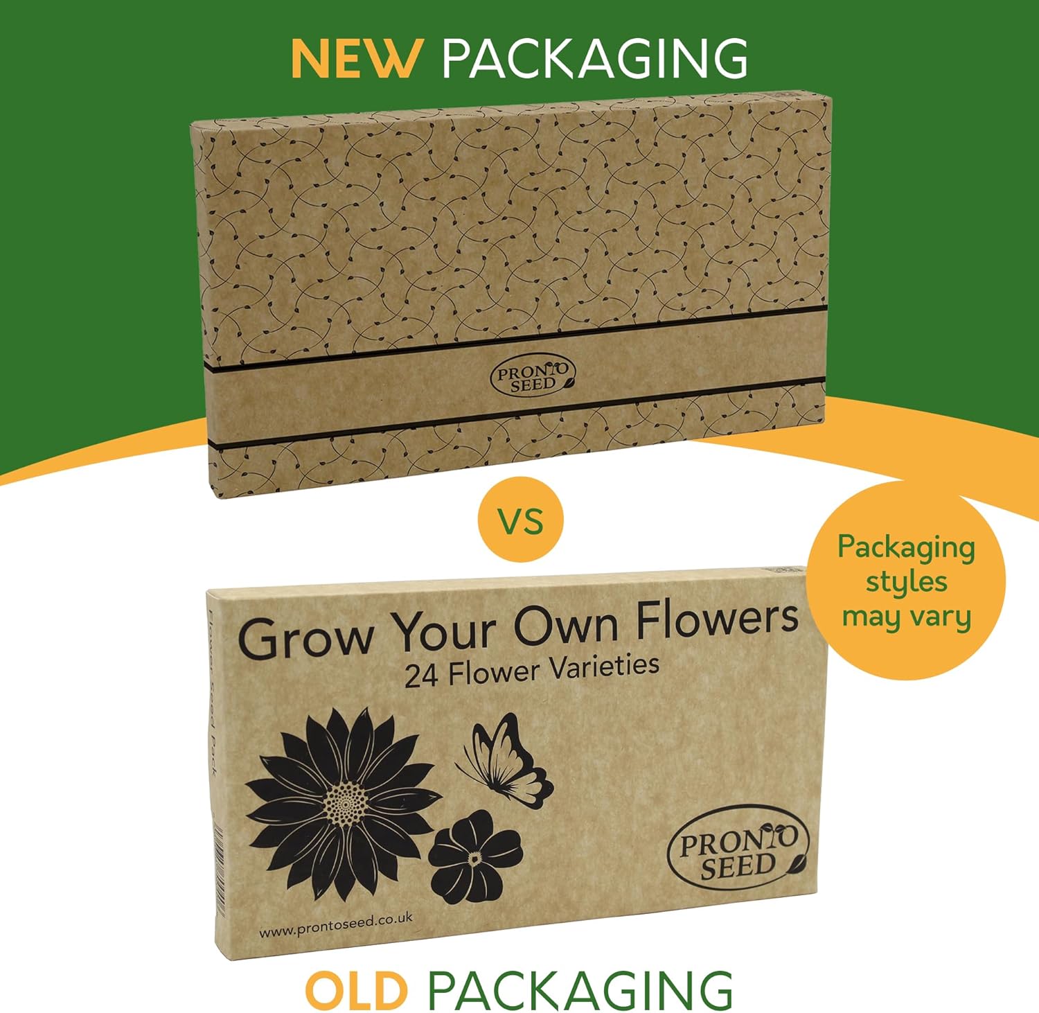 box of mixed flower seeds Pronto Seed Flower Seed Pack – 24 Varieties Mixed Flower Seeds (Over 3,100 Seeds)